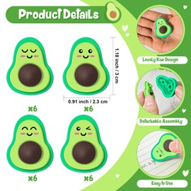 Skyygemm Valentine Favors for Kids Included Creative Avocado Eraser Fruit Food Pencil Eraser Avocado Valentine's Day Cards and Organza Bags Valentine Party Favors Valentine Stationary (24 Pcs)