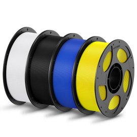 ANYCUBIC PLA Filament 1.75mm Bundle, 3D Printing PLA Filament 1.75mm Dimensional Accuracy +/- 0.02mm, 1KG Reusable Spool (2.2 lbs), 4KG White + Black + Blue + Yellow