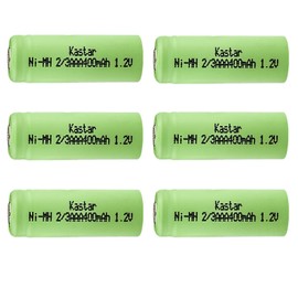Kastar 6 Pcs Ni-MH 2/3AAA Battery 1.2V 400mAh (Flat Top) for Solar Light, Solar Flowers, Remote Control, Garden Light, Photo Devices and Electronic Projects, Game, Flashlight, Toy, MP3/MP4 Player