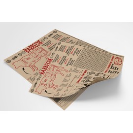 Technopaper Premium Deli Paper 12"x12" - 500 Count Food-Grade Tray Liner Grease-Resistant - 100% recyclable and no Wax Coating (Kraft BBQ)