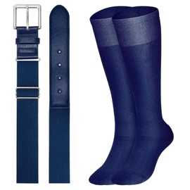 XZQTIVE Baseball Belt and Socks Combo Set Adjustable Softball Belt and Socks Elastic Waist Belt for Youth Adult,navy blue
