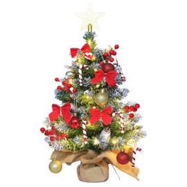 Artificial Christmas Tree, 45 cm Christmas Tree with LED Lighting, Mini Artificial Christmas Tree with 28 DIY Christmas Decoration, Suitable for Christmas Decoration, Table Decorated Christmas