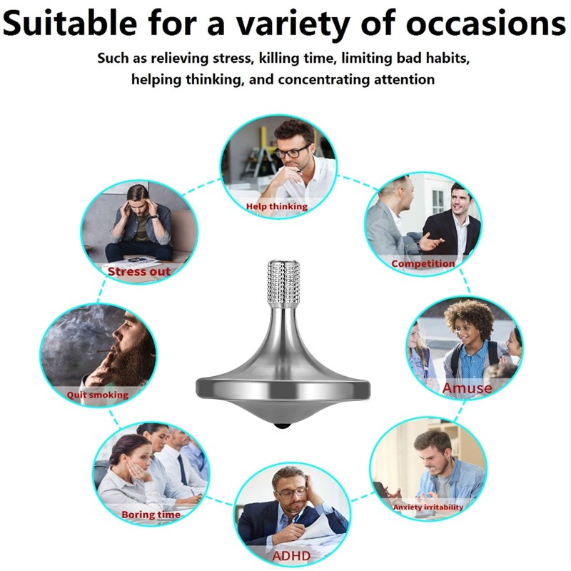 RullPulu Premium Stainless Steel Spinning Top, Exquisite Fidget Toys, Stress