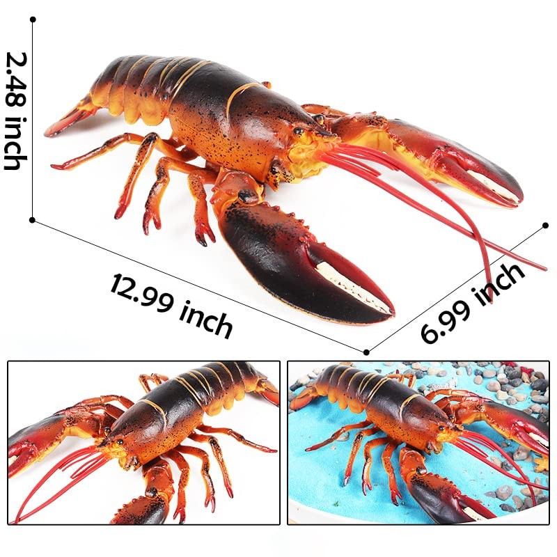 Hiawbon 13 Inch Realistic Lobster Figure - Plastic Lobster Figurine
