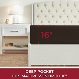 Mellanni - Sábana bajera ajustable, microfibra cepillada 1800, ropa de cama, resistente a arrugas, decoloración, manchas, hipoalergénica, 1 sábana bajera únicamente