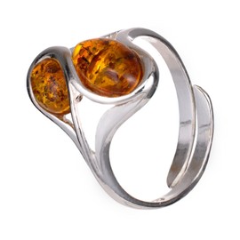 Baltic Honey Amber Sterling Silver Adjustable Ring "Milena"