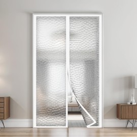 Air Jade Transparent Insulated Door Curtain, Magnetic Thermal Insulated Screen Door for Patio, Air Conditioner Room, Bedroom, Keep Warm in Winter and Cool in Summer, Fit Doors Up to 36"×83"