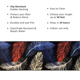 Custom Size Feather Design Multicolor Rubber Backed Non-Slip Hallway Stair Runner Rug Carpet 31 Inch Wide by Your Length 31in x 26ft