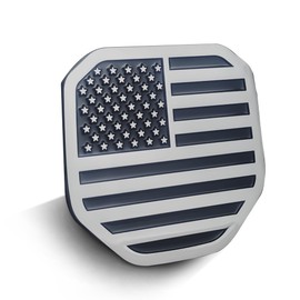 Zhizhong Rear Tailgate Emblem, American Flag Badge Compatible with 2019 2020 2021 2022 2023 2024 Dodge RAM 1500 2500 3500 (Silver Black)