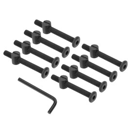 PATIKIL M6 x 55mm Bunk Bed Bolts, 8 Pack Hex Drive Socket Cap Barrel Screws Bolt Nuts Assortment Kit with 1Pcs Wrench for Furniture Bed, Black