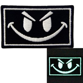 Bad Smile Smiling Face Tactical Morale Patch Embroidered Glow In The Dark Iron On Sew On Patch
