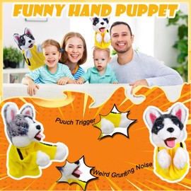 OBEST Husky Handschuh Puppe Plüschtier，Handpuppen Spielzeug,Interaktives Plüschtier für Kinder mit Soundeffekten