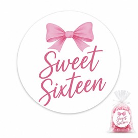 Sweet Sixteen Favor Bag Stickers: 120 Paper Stickers 1.6 Inch