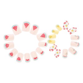 Healvian 24pcs Cartoon Nail Stickers for Easy to Apply False Nails Decals for Parties and DIY Manicure Fun