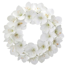 Nearly Natural 24 in. Amaryllis Artificial Wreaths White
