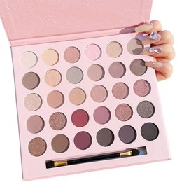 SUAKE 30 Colores Nude Champagne Dorado Mate Shimmer Paleta de Sombras de Ojos Con Pincel para Maquillaje de Ojos, Alta Pigmentada Rosa Púrpura Marrón 