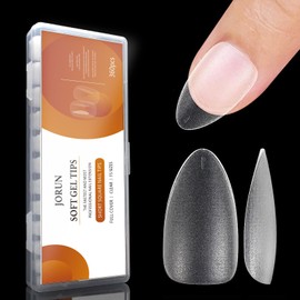 Almond Nail Tips 360PCS Short Nail Tips Nail Extensions Matte No File Soft Gel Nail Tips Full Cover Nail Tips Clear False Nails for Acrylic Extensions 15 Different Sizes, Fit All Nails
