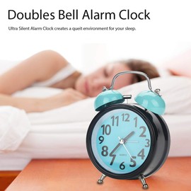 TOPINCN Alarm Clock, Mechanical Alarm Clock, Double Bell, Ultra Quiet Quartz Movement, Desk, Table, Night Watch for Bedroom and Home Decoration (Blue)