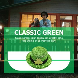 Healvian 2 PCS Glitter St Patricks Day Hair Clips Green Hat Hairpins Sequin Shamrock Hair Clips St Patricks Day Hair Accessories