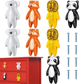 Kathfly 8 Pieces Cute Animal Knobs Kids Handles Ceramic Knobs Child Drawer Pulls Lovely Animal Cupboard Cabinet Nursery Drawer Handles with Screws for Room Bedroom Bathroom Kitchen Door Dressers