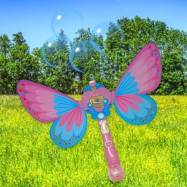 Bubble Fairy Wand Bubble Machine Wand with Sound Flashing Light Butterfly Wings Bubble Maker Over 1000 Bubbles per Minute Cosplay Birthday Garden Anime Party