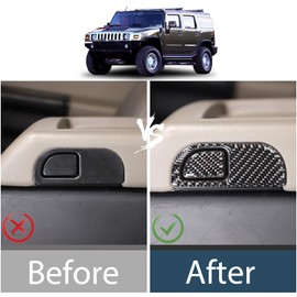 Lcojicep Center Console Armrest Switch Trim Sticker Compatible with Hummer H2 2003-2007 Real Soft Carbon Fiber Center Console Armrest Switch Trim Sticker Arm Rest Open Button Cover