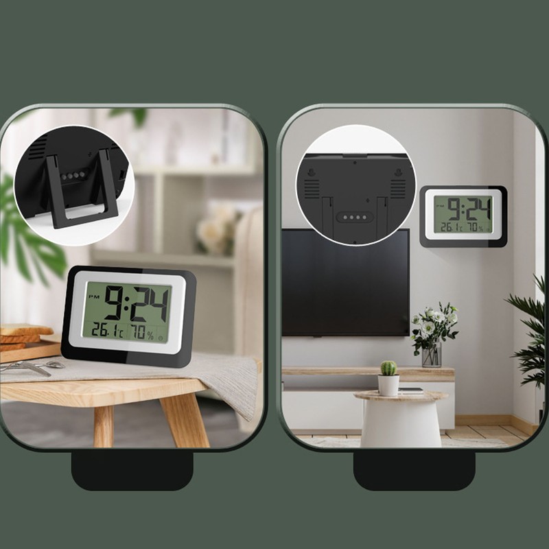Digital Clock Large Display Blue Backlight Temperature Humidity Function Wall