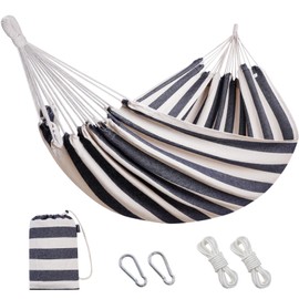 Brazilian Hammock with Tree Straps - Cotton Hammocks Portable Hammock with Carry Bag for Backyard, Porch, Outdoor and Indoor Use
