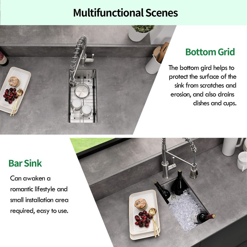 EcoChannels Undermount Wet Bar Sink, 10 x 18 Inch Single