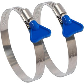 ISPINNER 2pcs 8 Inch Key-Type 304 Stainless Steel Worm Gear Hose Clamps, Adjustable Size Range 194-216mm Clamps for Dryer Vent, Dust Collector
