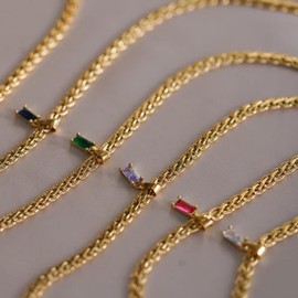 LNIEER 18K Gold Filled Vintage Choker Necklace Women Choker Necklace Waterproof Gold Gift for Women Necklace Jewelry Anti Tarnish Gemstone Zircon Necklace (Light Purple)