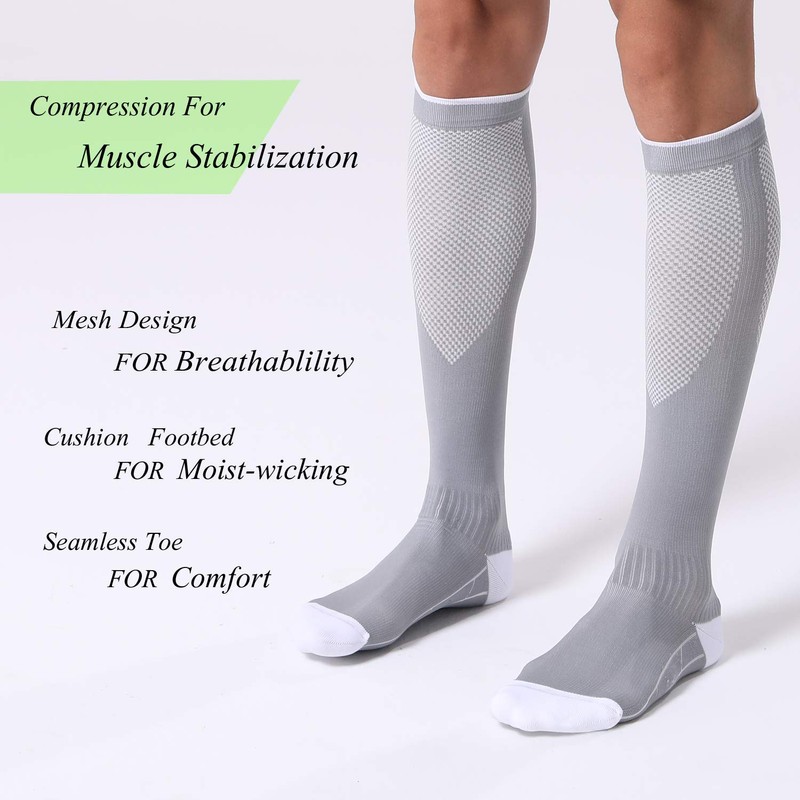 FITRELL 3 Pairs Compression Socks for Women and Men 20-30mmHg-