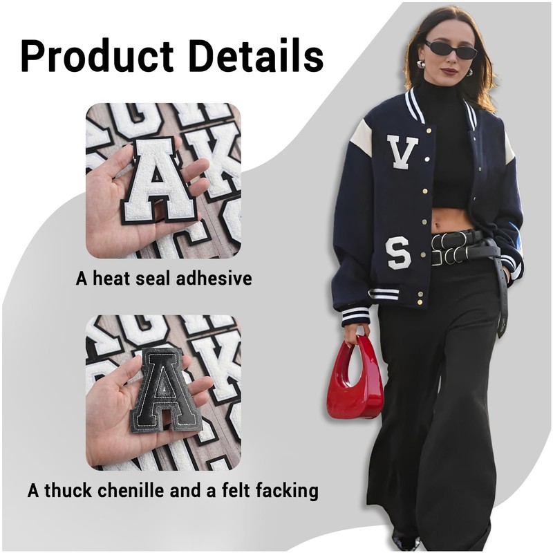 Single 4.0" White Chenille Varsity Letter Patch - Iron On