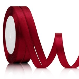 Burgundy Ribbon 3/8 inch x 25 yards Hair Ribbons Thin Satin Ribbon For Gift Wrapping Christmas Ribbon Ruban Decoratif For Crafts Fabric Ribbon Flower Ribbon For Tree Birthday Wedding Wrapping 2pcs