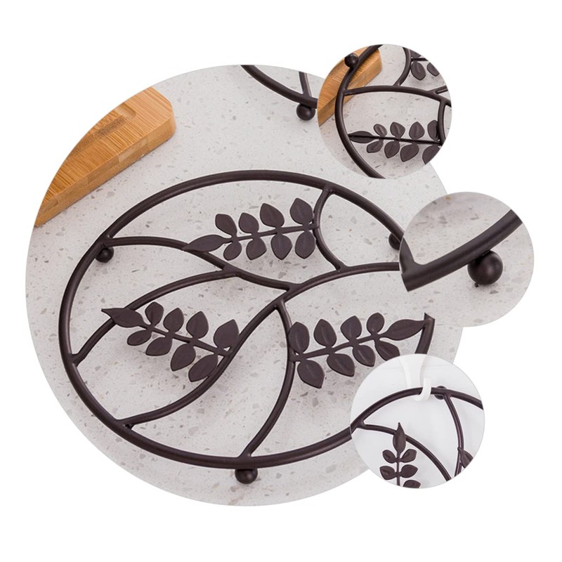 Mobestech 3pcs Iron Art Tableware Mat Heat Insulation Pad for