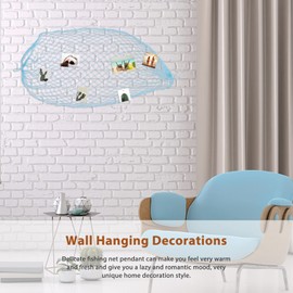 ULTECHNOVO Mediterranean Fishing Net Wall Hanging Decor Nautical Themed Cotton Rope Ornament for Home Office Party Decorations Unique DIY Fishing Net Prop for