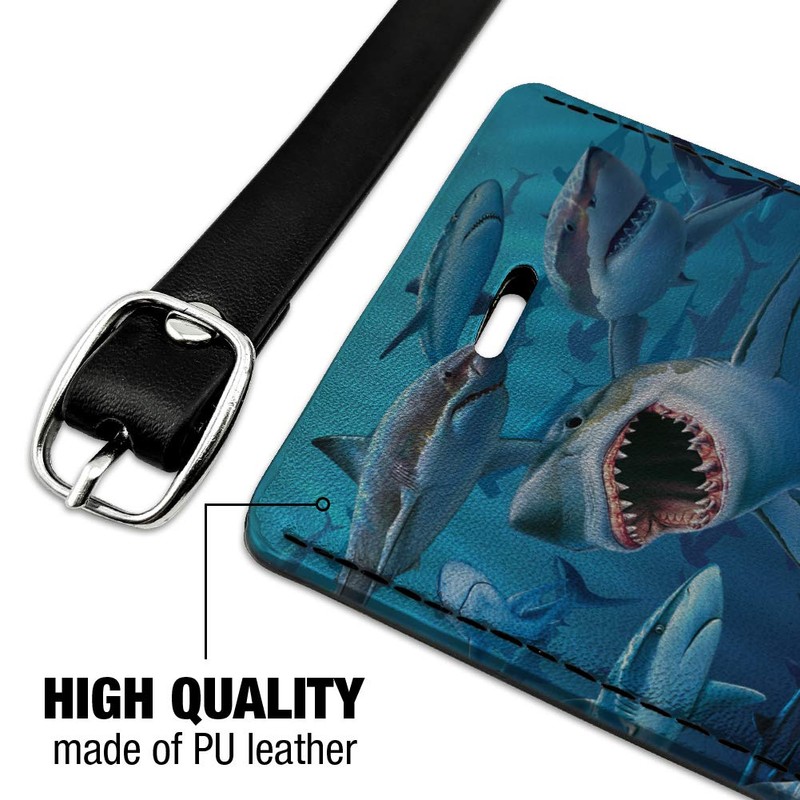 Shark Infested Waters Great White Rectangle Leather Luggage Card Carry-On
