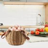 Farmhouse Egg Basket,Large Egg Collecting Basket with Handle,Round Wicker Egg