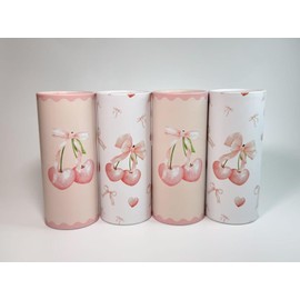 4 Pack Pink Bow Round Tissue Holder for Car with Facial Tissues Bow Cylinder Travel Car Tissue Container Pink Bow Decoration for Car Cup Holder Round Tissue Tubes