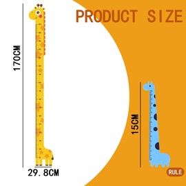 DHWEKU Children's Growth Chart Giraffe Head Baby Height Chart Height Chart Measuring Bar Altimeter for Children's Room Nursery Animal Wall Decal with Ruler and Pen