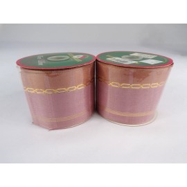 Kurt S. Adler 2 Vintage Kurt Adler Wired Ribbon Spool Christmas Craft Each 30'  Mauve Gold L24