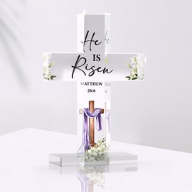 Easter Decor Christian Gifts Acrylic Standing Cross Religious Gifts with Bible Verse Gifts for Women Men Friends Wife Mom Friends Colleague