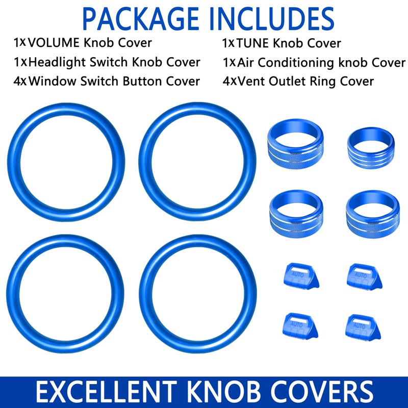 SENSHINE AC Knob Cover Vent Outlet Trim Ring for Jeep