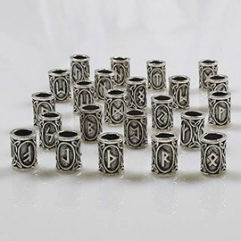 24 PCS Viking Hair Beads Beard Hair Beard Beads 6 PCS Pull Hair Pin Quick Beader 100 PCS Black Rubber Bands and a Bag