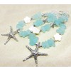 Starfish Curtain Tie Backs with Ocean Blue Sea Glass Beads,