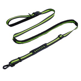 Hands Free Dog Leash +Dog Collar, Bungee for Walking Jogging and Running for Dogs, Professional Lead Walker Harness with Reflective Stitches Adjustable Waist Belt Fits Waist (Green, No Collar)