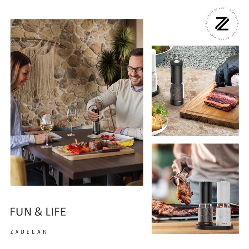 Salt and Pepper Grinder Set with LED Power Display Larger