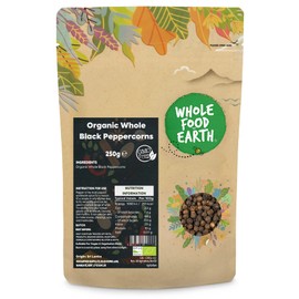 Whole Food Earth® - Organic Whole Black Peppercorns 250 g | GMO Free | Certified Organic