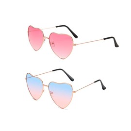 ZWWsullo Heart Sunglasses Red Costume Glasses Sunglasses Retro Vintage Glasses Heart Party Glasses Red Colour Hippie Glasses Heart Glasses Colourful Glasses 80 90s Costume Party Rock Party Accessory