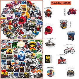 Doyomtoy Motorcycle Motocross Stickers, Waterproof Stickers, Pack of 100 Mountain Bike Stickers, Suitable for Guitar, Luggage, Bicycle, Laptop Sticker, DIY, Mountain Bike, Graffiti Sticker